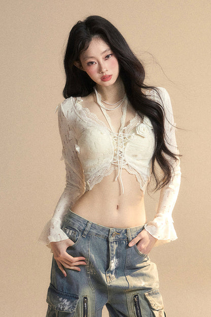 short cardigan Rail inner + halter neck