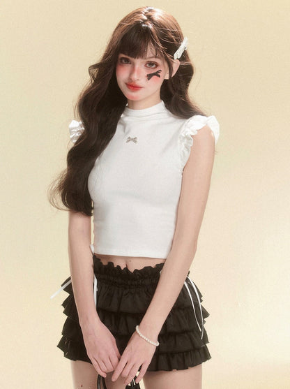 Flared Ribbon Sleeveless Top