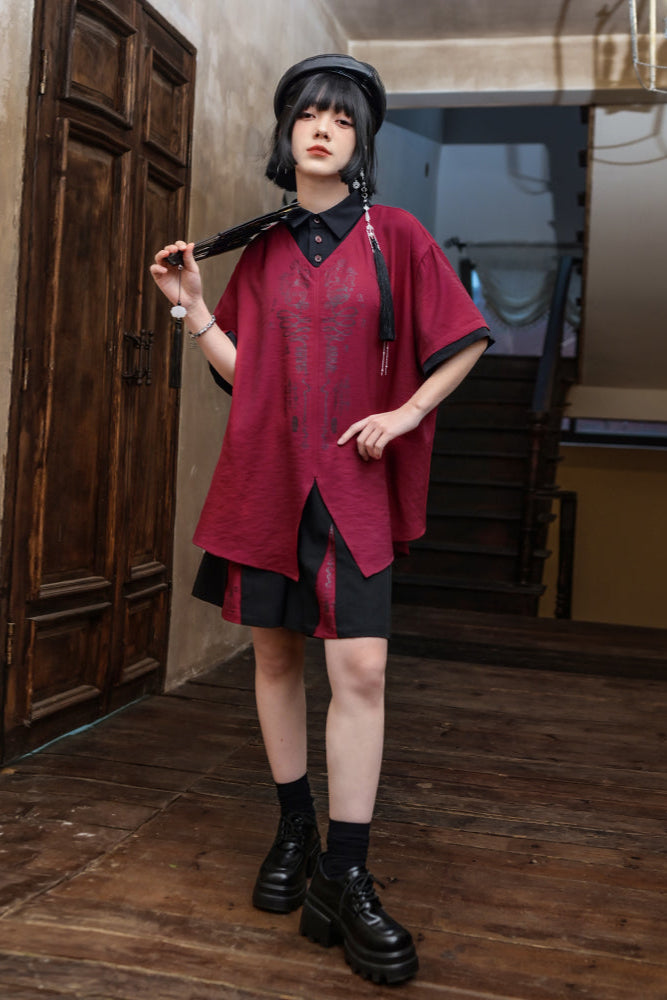 Pants Dark High Waist China Half