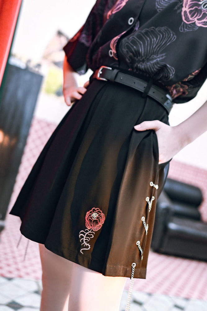 Flower Half China Bone Pants