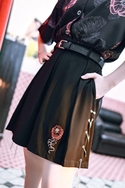 Flower Half China Bone Pants