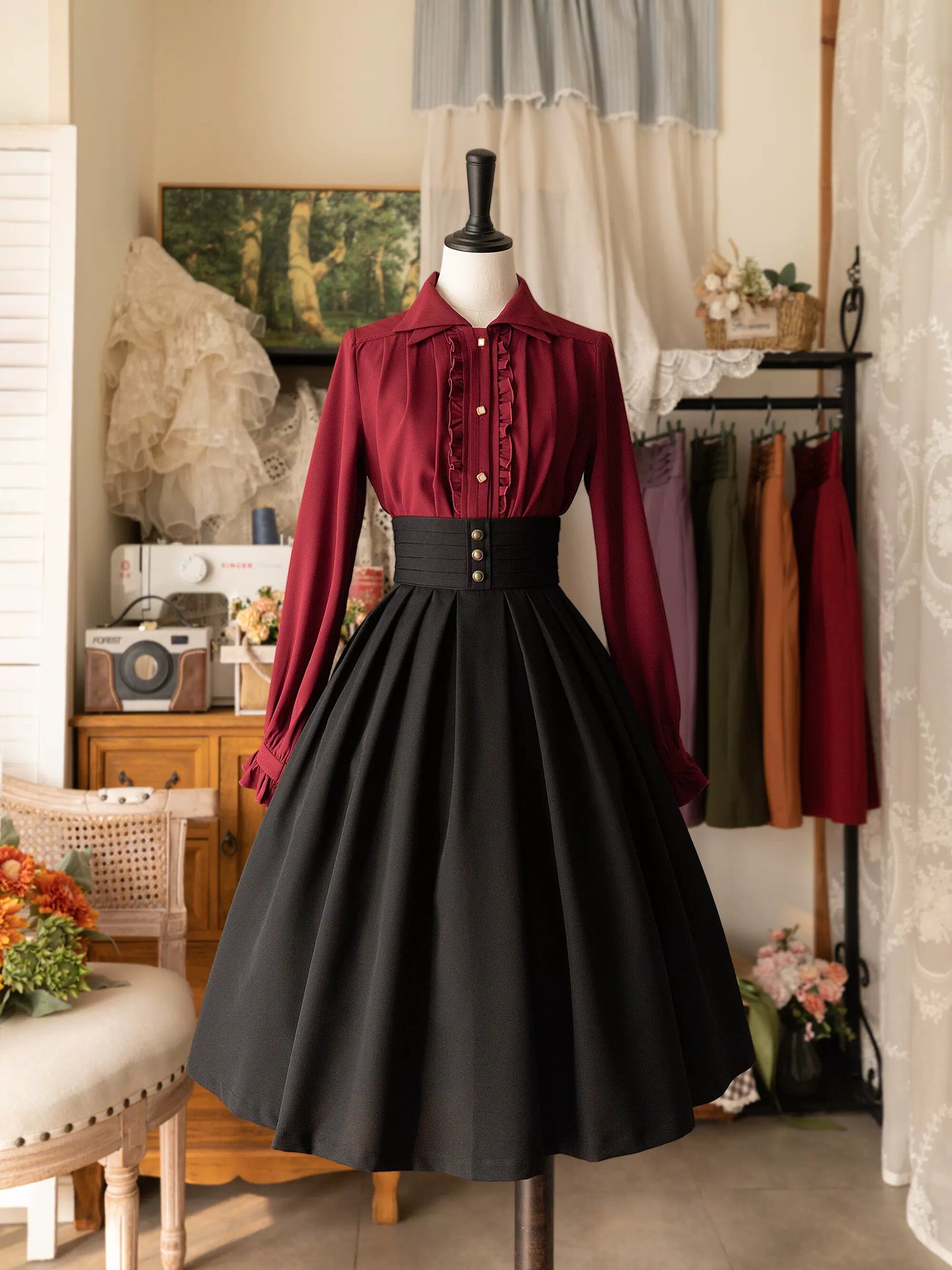 スカート クラシックプリーツ レトロフォレスト