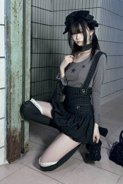 Skirt Suspender + Inner Plaid Tutu Pants
