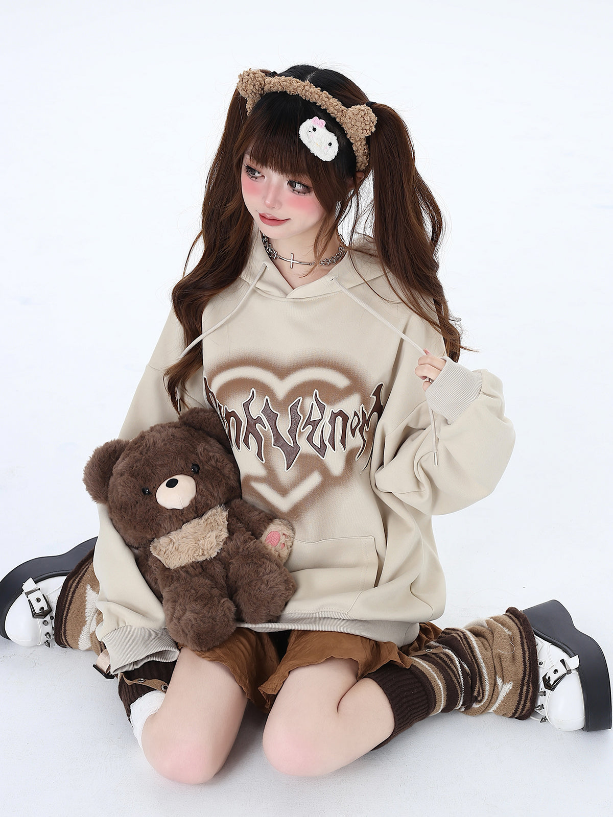 Sweat à capuche surdimensionné avec lettres « Love American »