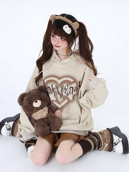 Sweat à capuche surdimensionné avec lettres « Love American »