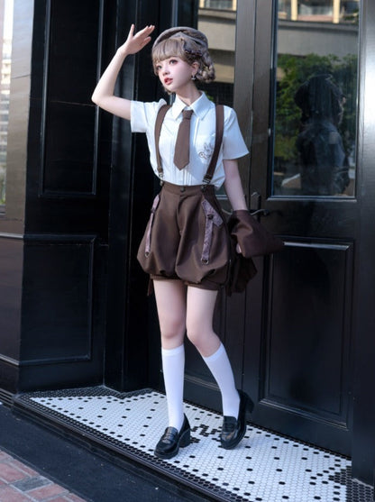 Chemise Gilet Pantalon + Garçon Ballon Marron Rétro