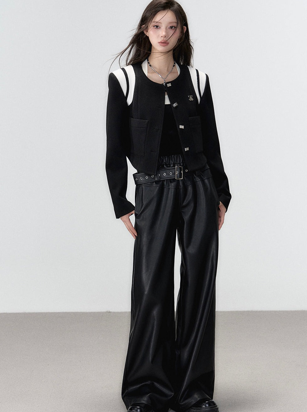 Loose Street All Match Leather Wide Pants