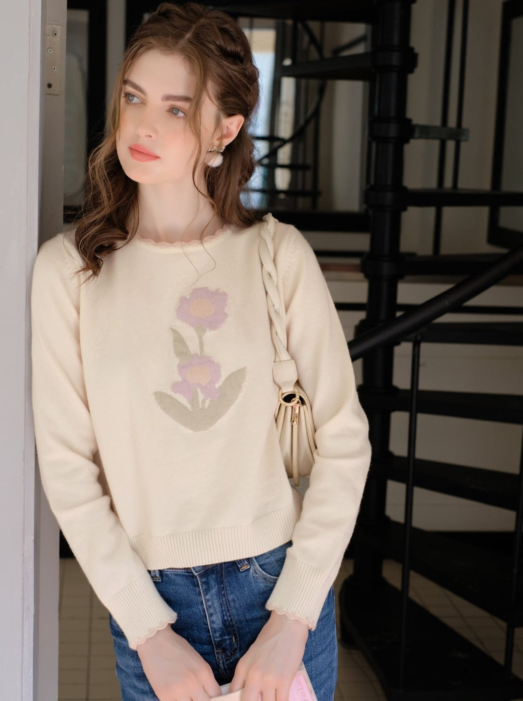 Sweater Paris Flower Tulip Shop Queen French