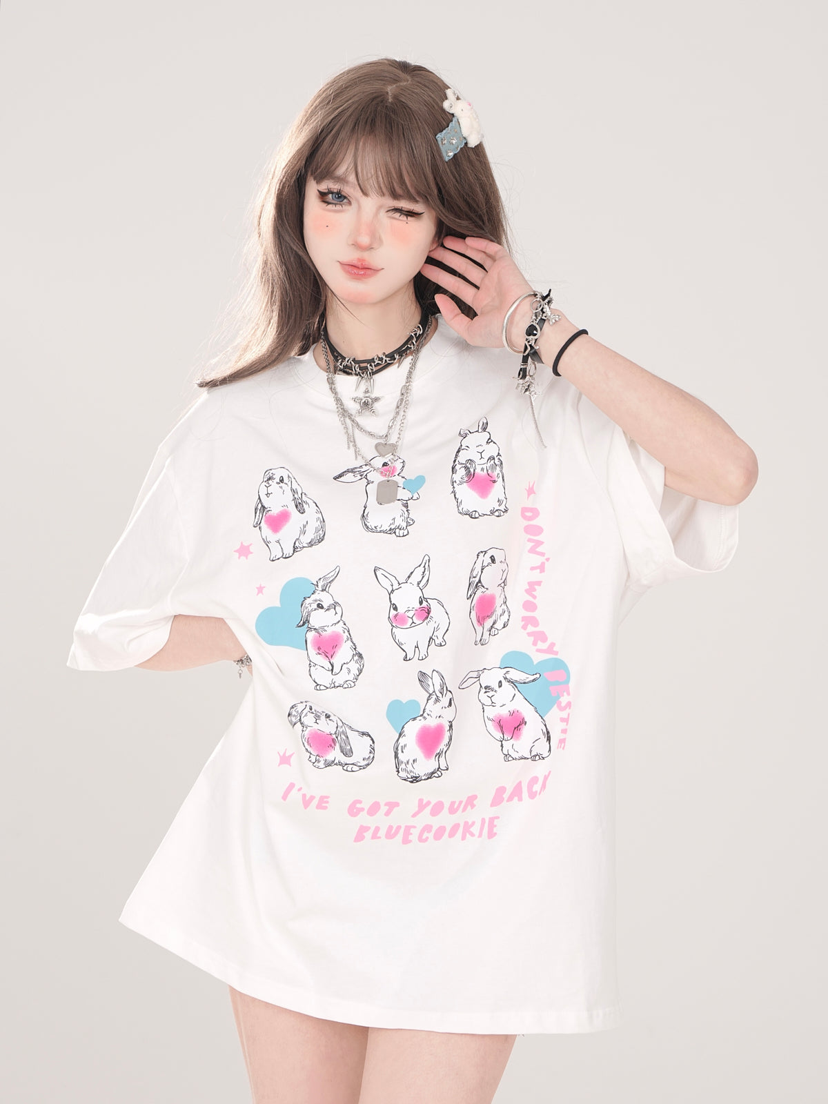 Design Illustration T-Shirt Niedlich Künstlerische Lose Kaninchen