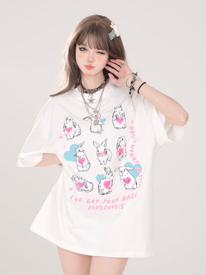 Design Illustration T-Shirt Niedlich Künstlerische Lose Kaninchen