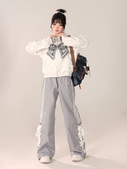 Loose Casual Pants Wide Ribbon Side