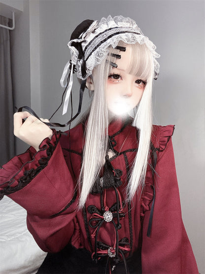 Lace Buckle Ruffle Shirt China Sleeve Bell