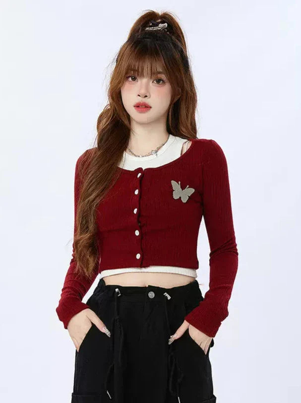 Cropped Two-piece Knit Top