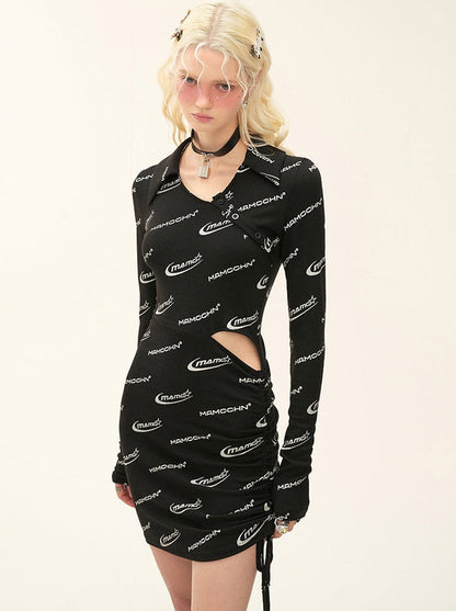 Robe à logo froncé imprimé