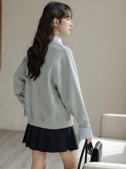Pull ample à rayures, ensemble deux pièces