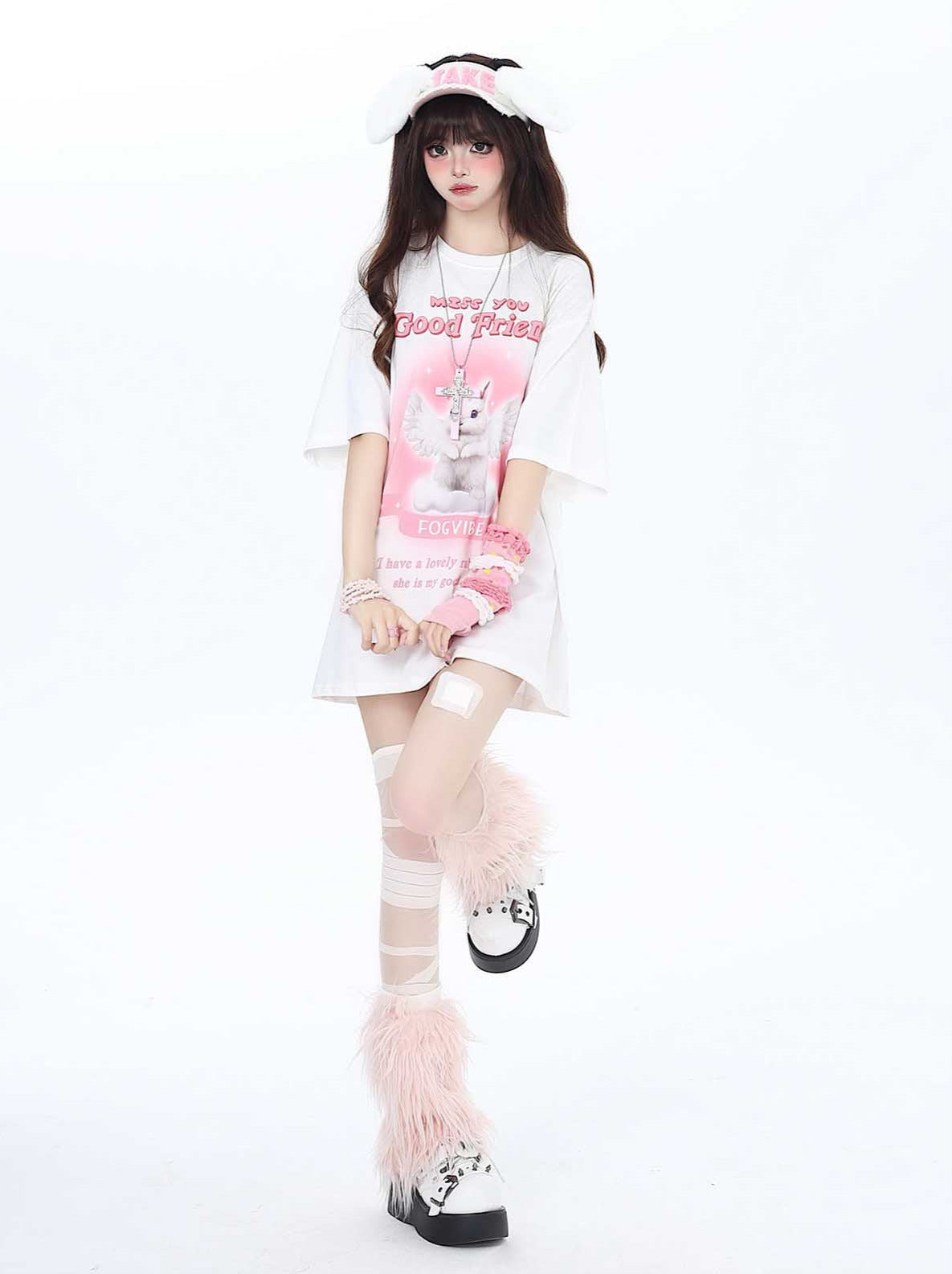 Süßes Kaninchen T-Shirt Girly Loose Angel