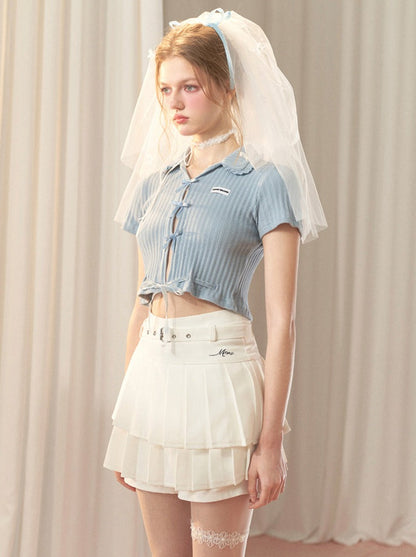 Hot Girl Satin Bow Sweet Short Top