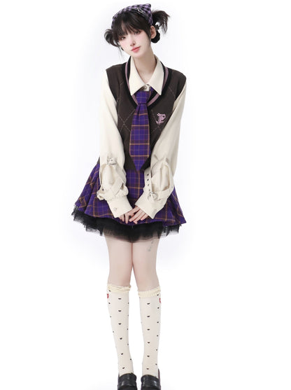 Multi -pocket Taro Purple Jacket Knit Best Skirt Suit