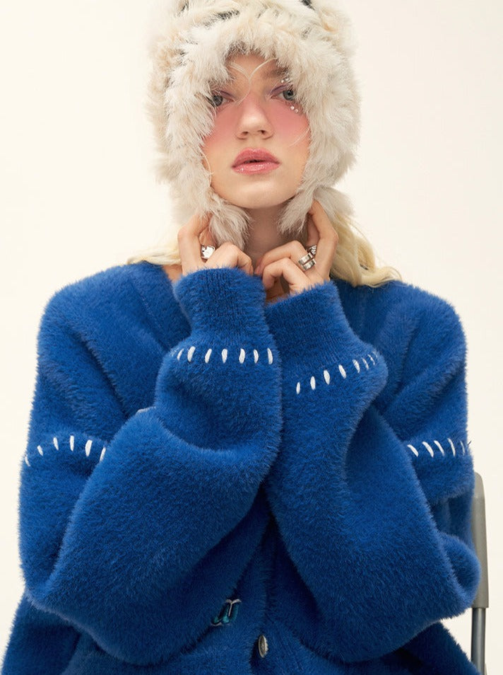 Polar V-Neck Bear Logo Cardigan