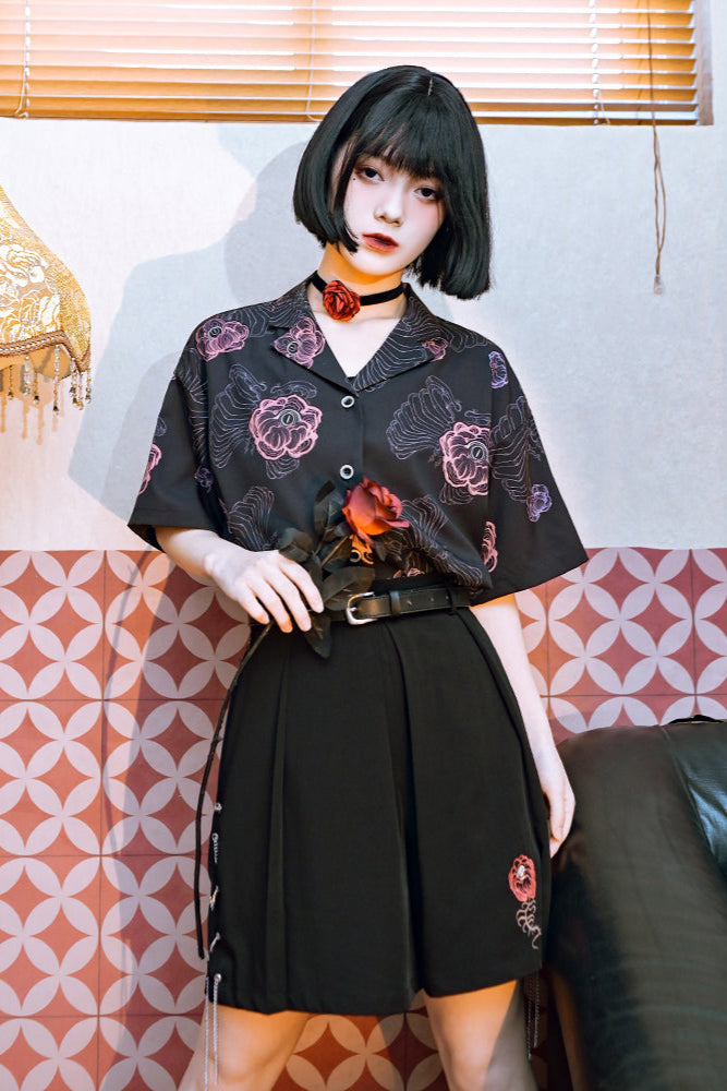 Flower Half China Bone Pants