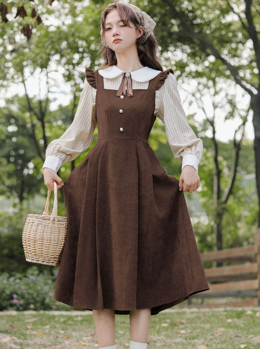 Style College Piece Suspender Shirt Two Dress American