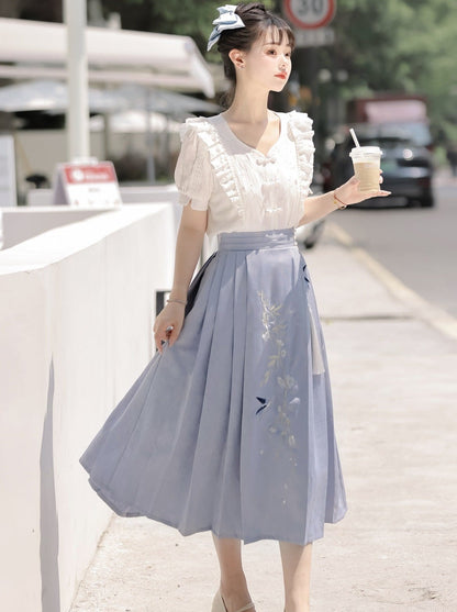Summer Pleated Skirt Retro Ruffle Top Design China