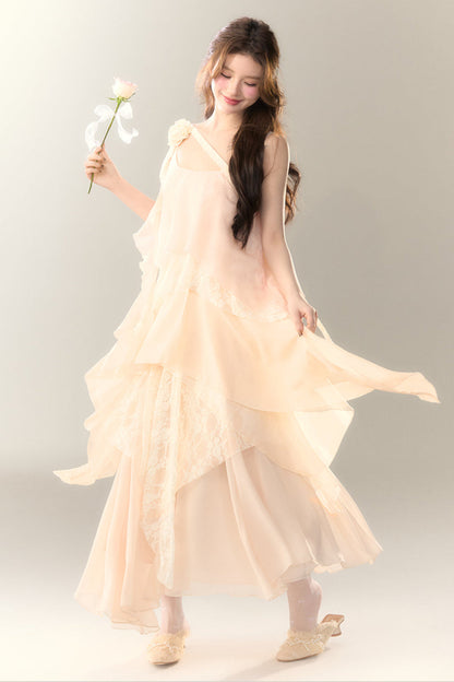 Roselle Irregular Dress Long Multi-Layered Heavy Skirt