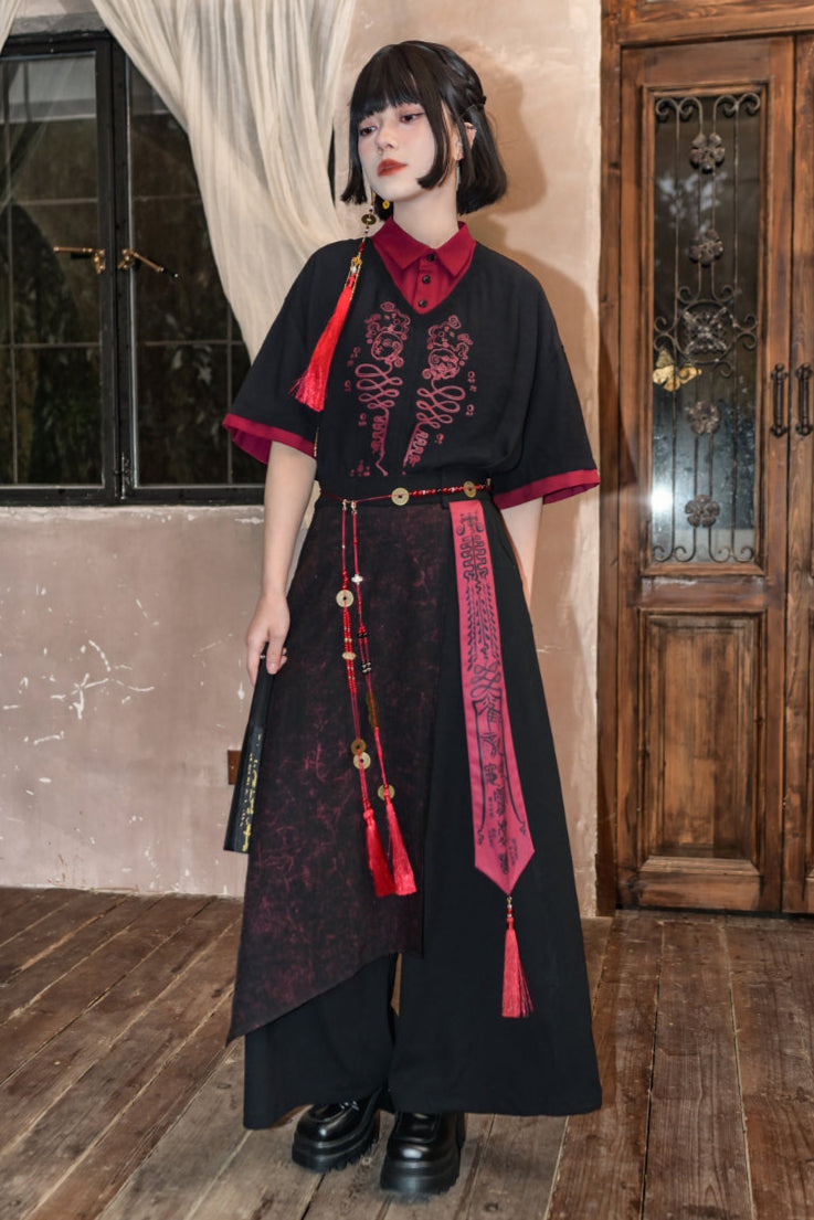 Dark Leg China Pants Wide