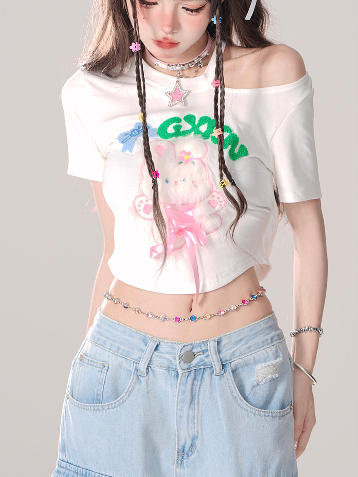 T-Shirt Sommerhase Sweet Off-Shoulder