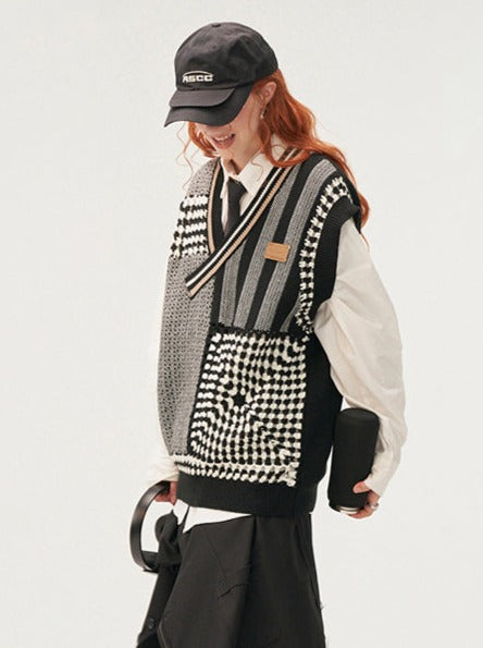 Gilet asymétrique réservé, article en tricot, mode ample