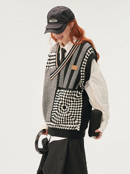 Gilet asymétrique réservé, article en tricot, mode ample
