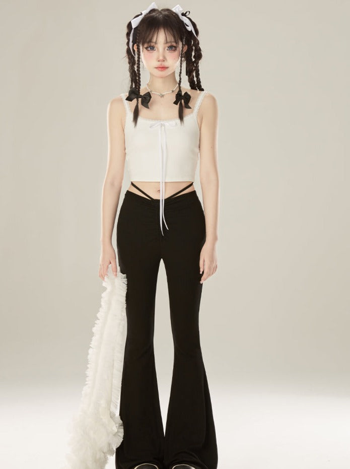 Slim Flare Design Waist Pants