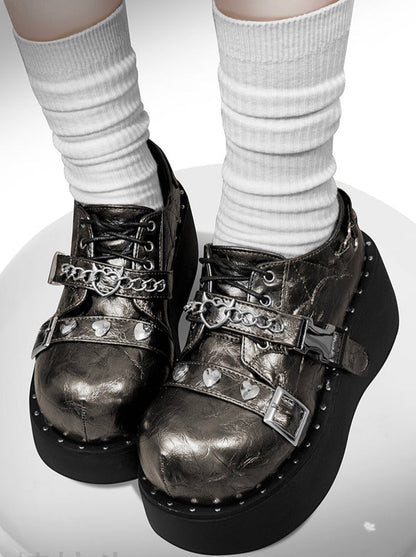 Punk Lolita Platform Toe Devil Shoes Gothic Round Trap