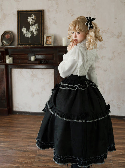 Asymmetrical Skirt Elegant Frilled Flared Blouse