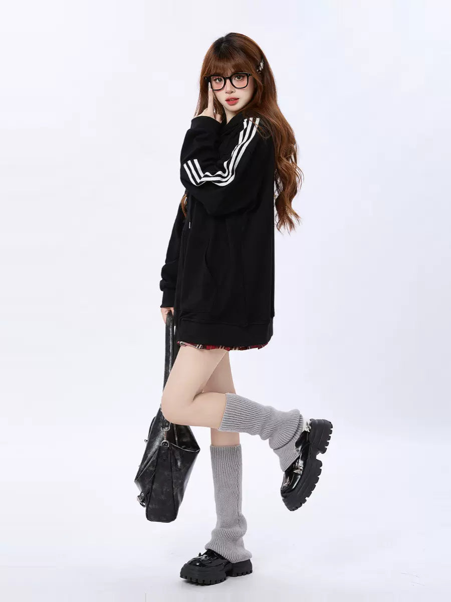 Hoodie Zip Check Casual Jacket Sports Sweat