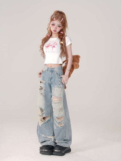 T-Shirt-Shorts mit Girly-Schleifen-Print