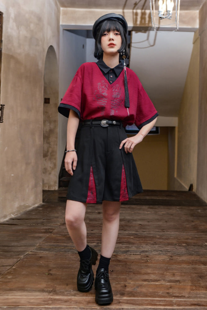 Pants Dark High Waist China Half