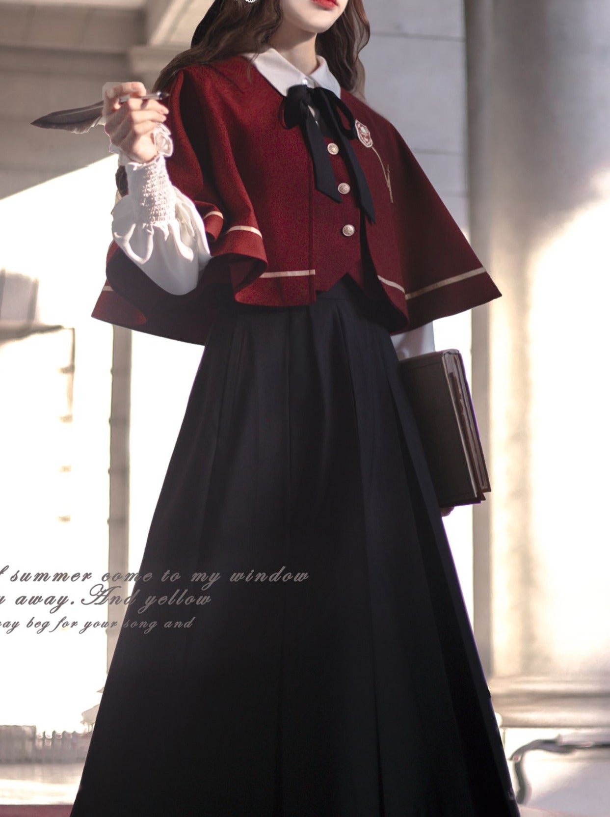 Shirt Long Skirt Elegant Cape Vest Christine