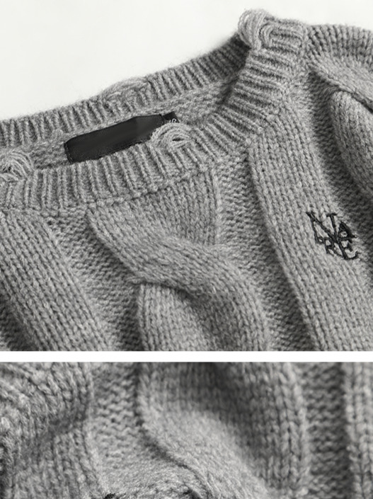 Twist American Short Hole Knit Preppy