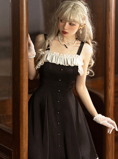 Song Love Elegant Dress Short/Long Lolita Reservations Black Piano Satin Sass