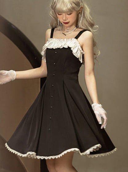 Song Love Elegant Dress Short/Long Lolita Reservations Black Piano Satin Sass