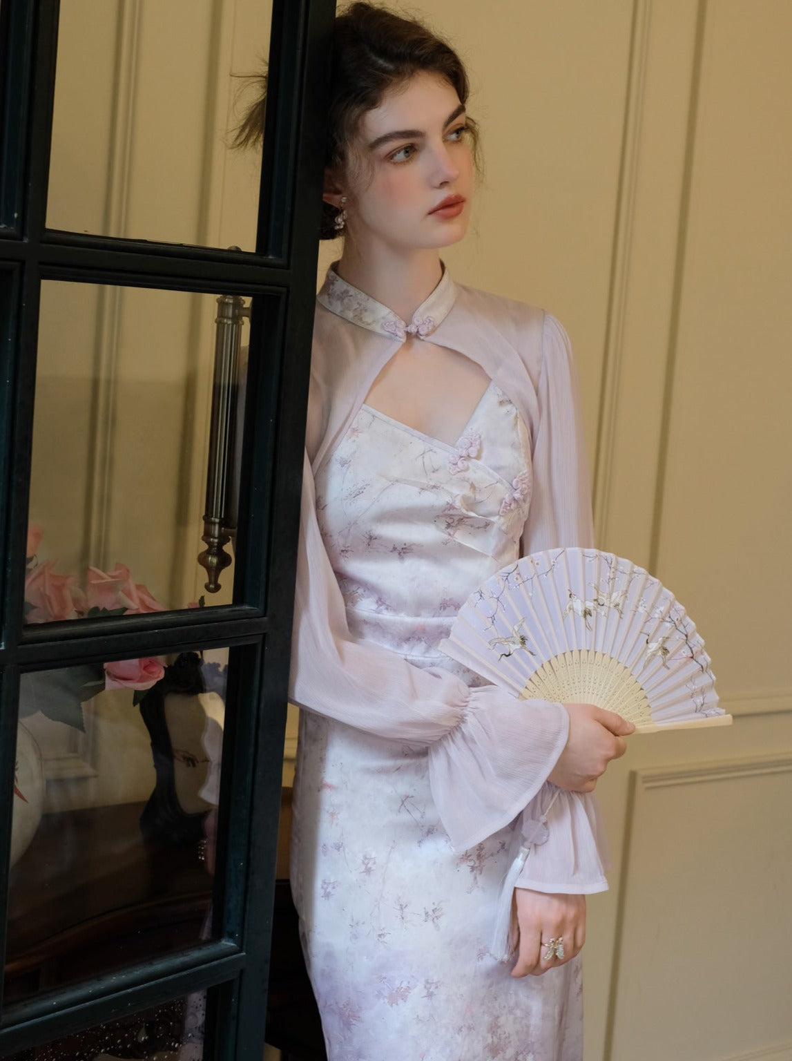 Retro Purple Flower Sheer Dress Cardigan China