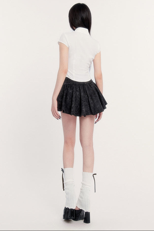 Taille Spitze Hemd Rock Hohe Slim Flared Up +