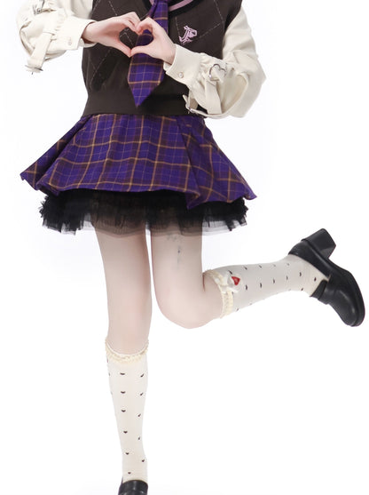 Multi -pocket Taro Purple Jacket Knit Best Skirt Suit