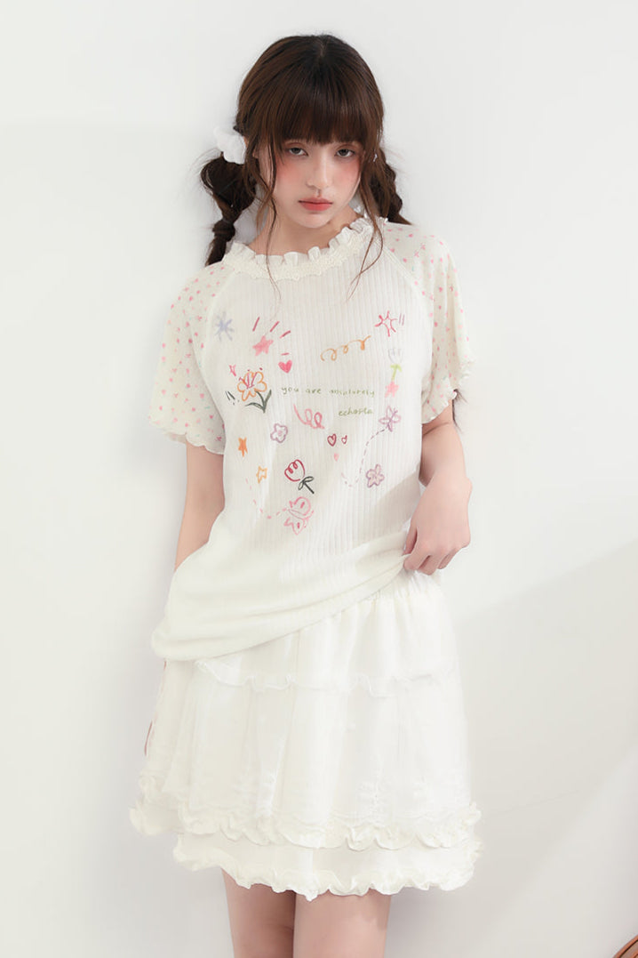 Round Neck Heart Floral Top