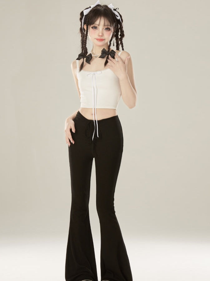 Slim Flare Design Waist Pants