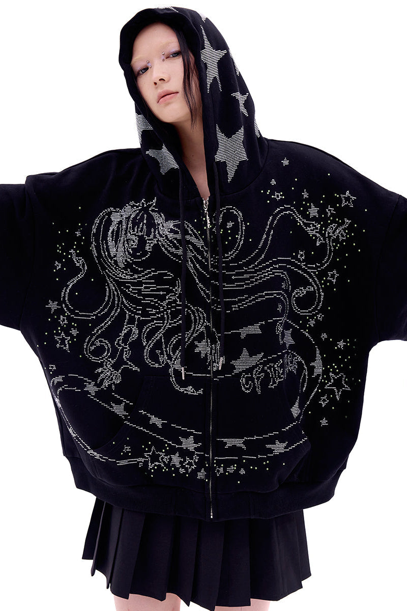 Sweatshirt Crystal Girl Snake Hoodie