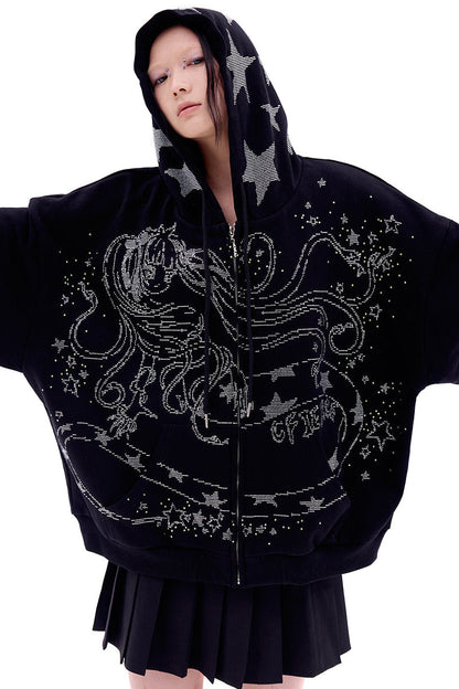 Sweatshirt Crystal Girl Snake Hoodie