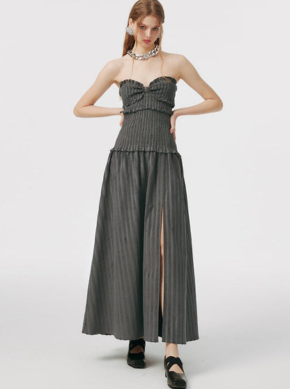 Top Langes, schulterfreies Schlauchkleid
