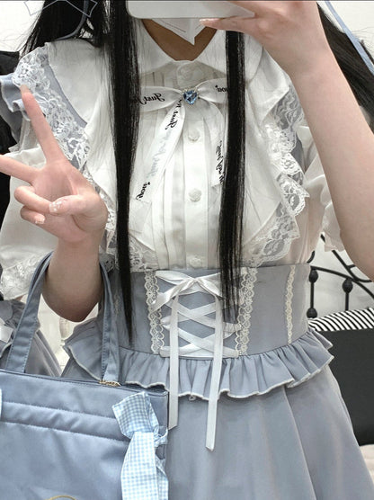 Race Shear Shoulder Cape Mine Ribbon Shirt